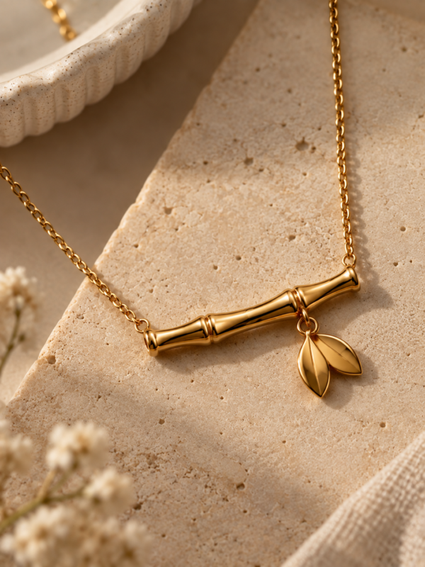Dainty Bamboo Bar Necklace - Image 3