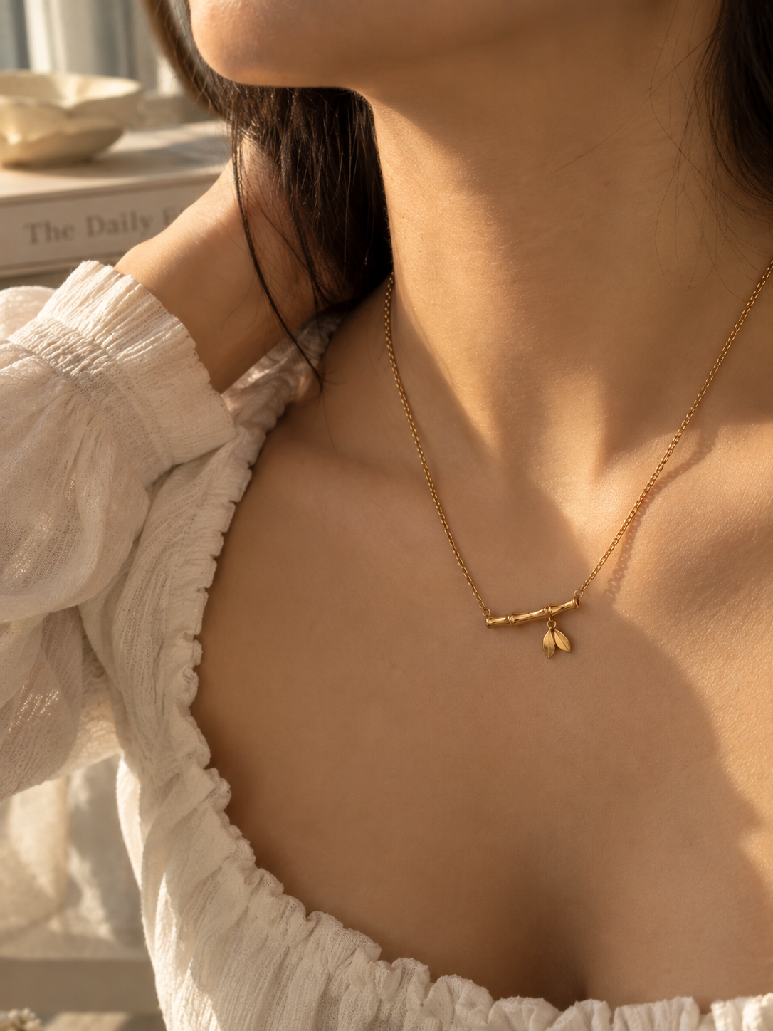 Dainty Bamboo Bar Necklace - Image 2