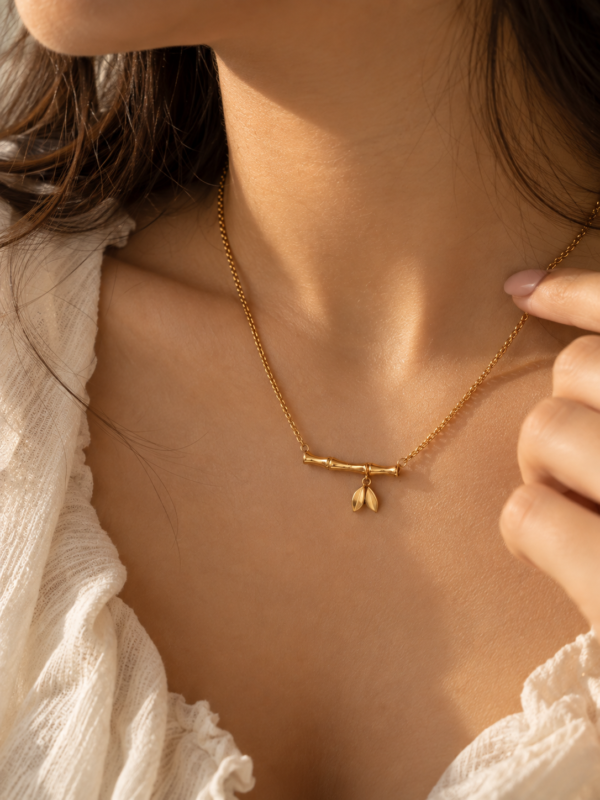 Dainty Bamboo Bar Necklace - Image 1