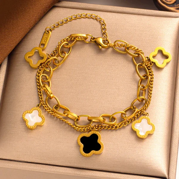 Layered Clover Bracelet - Image 3