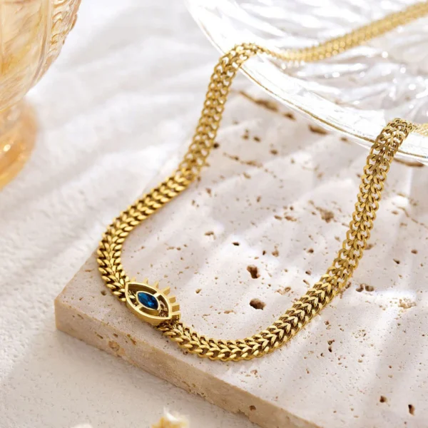 Cuban Chain Evil Eye Necklace - Image 3