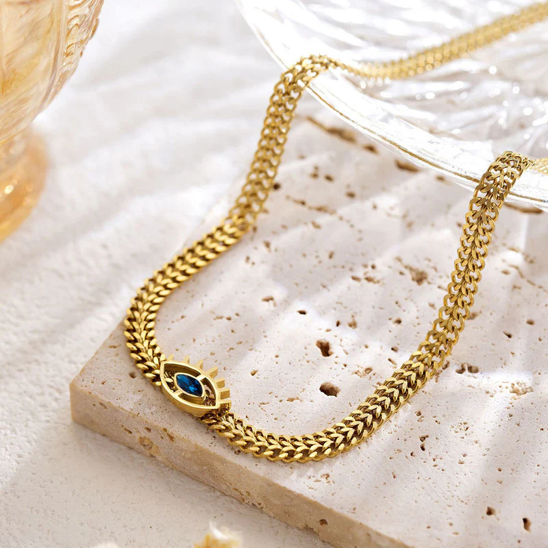 Cuban Chain Evil Eye Necklace