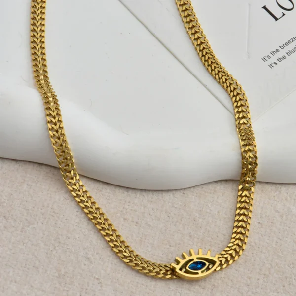 Cuban Chain Evil Eye Necklace - Image 2