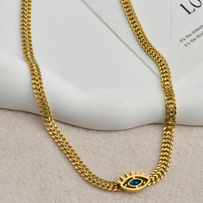 Cuban Chain Evil Eye Necklace