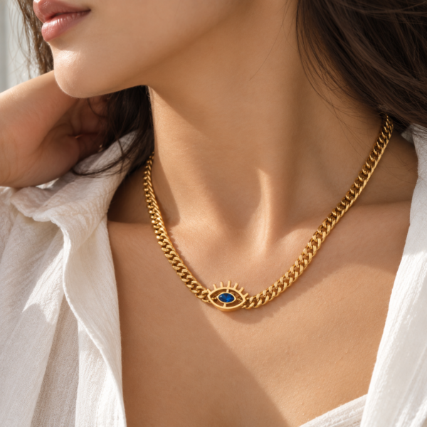 Cuban Chain Evil Eye Necklace - Image 4
