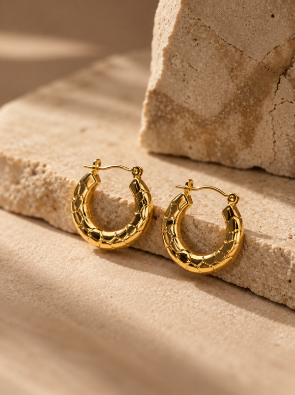 Classic Textured Hoop Earrings - Image 1
