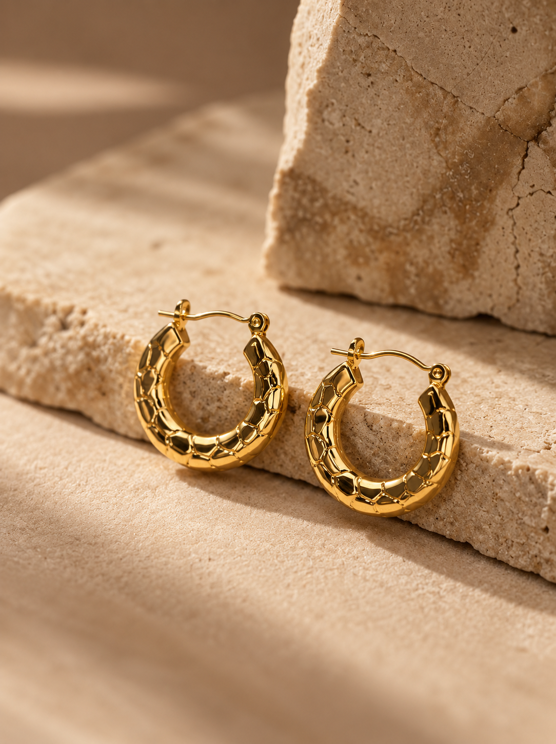 Classic Textured Hoop Earrings - Image 1