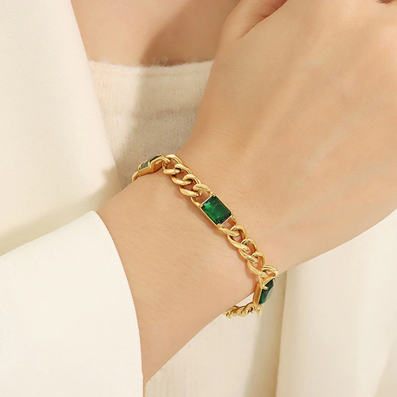 Emerald Green Chain Bracelet