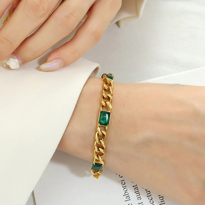 Emerald Green Chain Bracelet