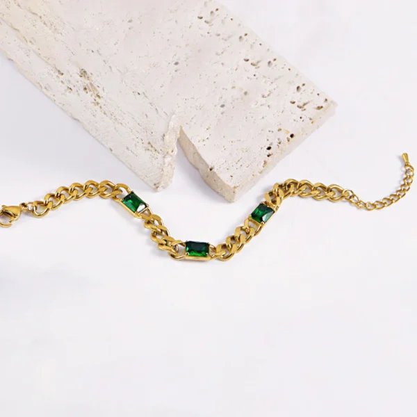 Emerald Green Chain Bracelet - Image 2