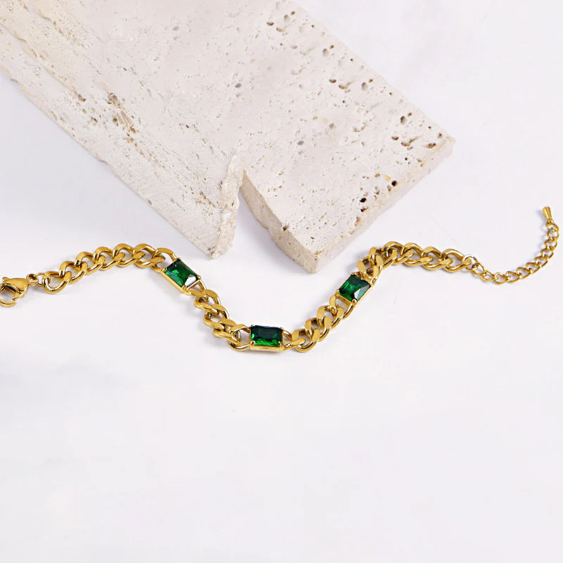 Emerald Green Chain Bracelet