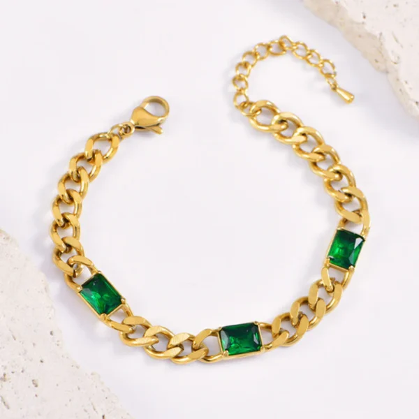 Emerald Green Chain Bracelet - Image 1