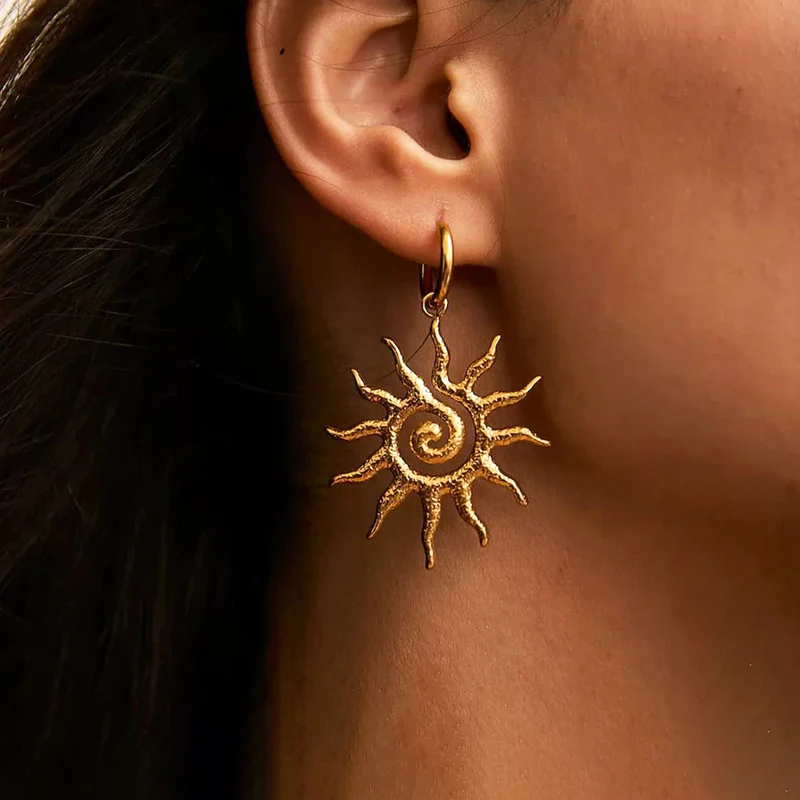 Rising Sun Hoop Earrings