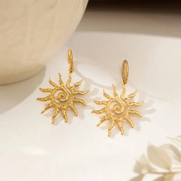 Rising Sun Hoop Earrings - Image 3