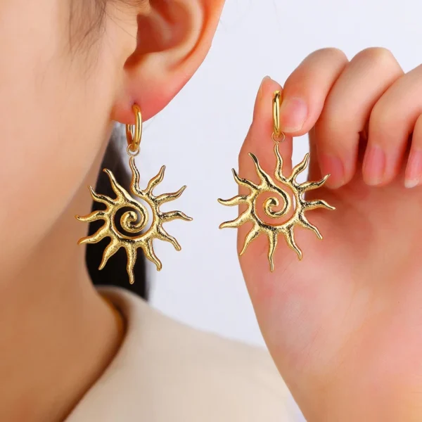 Rising Sun Hoop Earrings - Image 2
