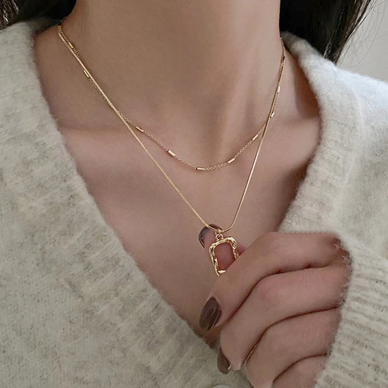 Double Layered Square Necklace