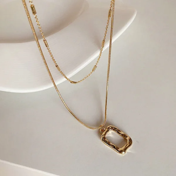 Double Layered Square Necklace - Image 3
