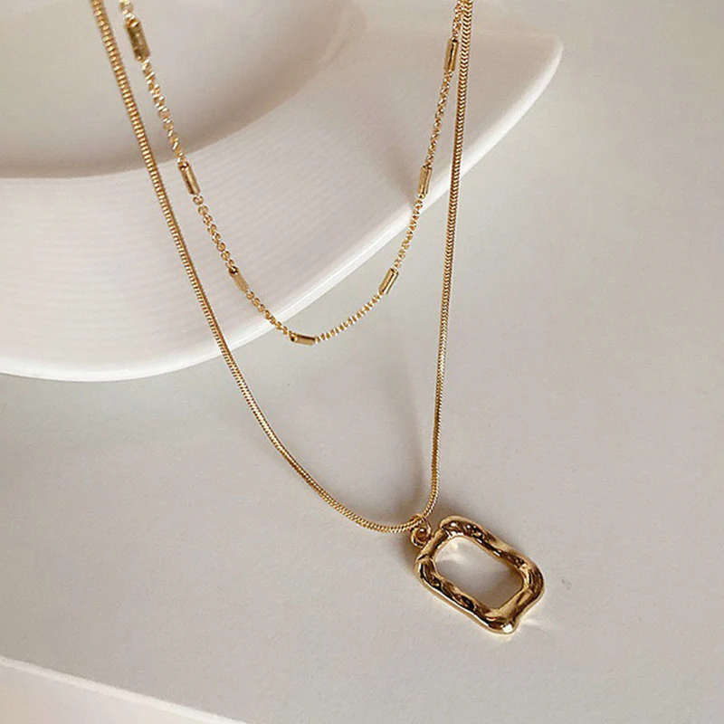 Double Layered Square Necklace