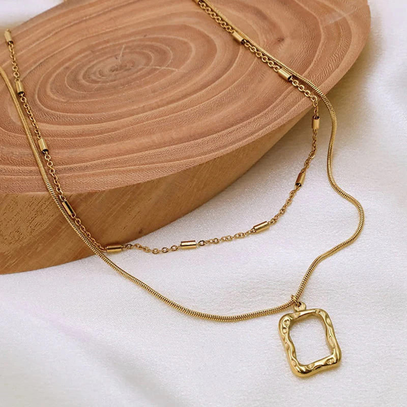 Double Layered Square Necklace