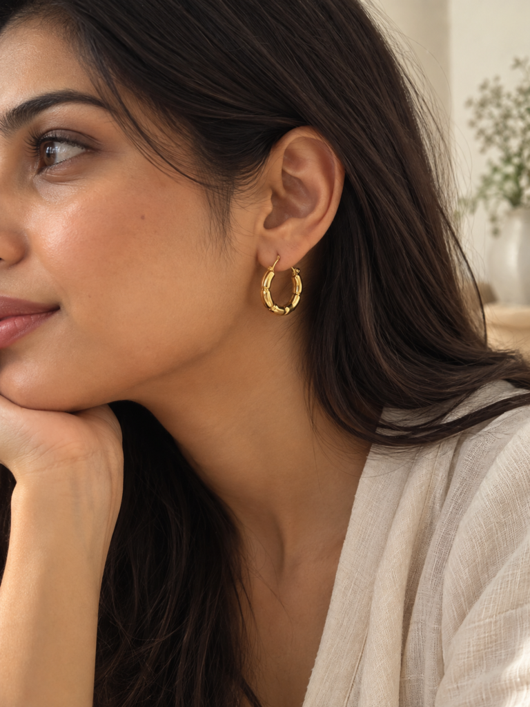 Bamboo Textured Hoop Earrings