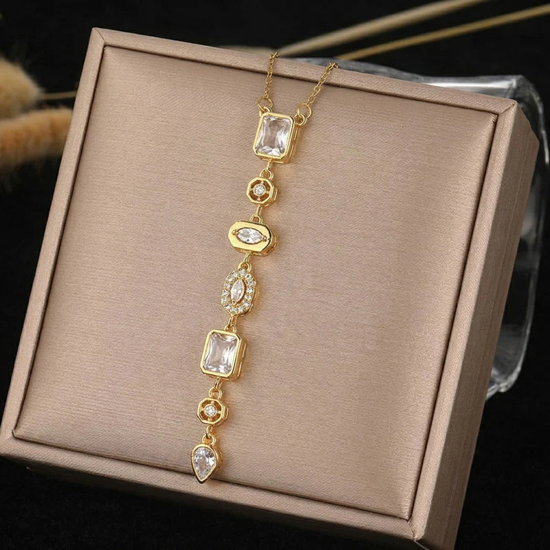 Long Solitaire Pendant Necklace