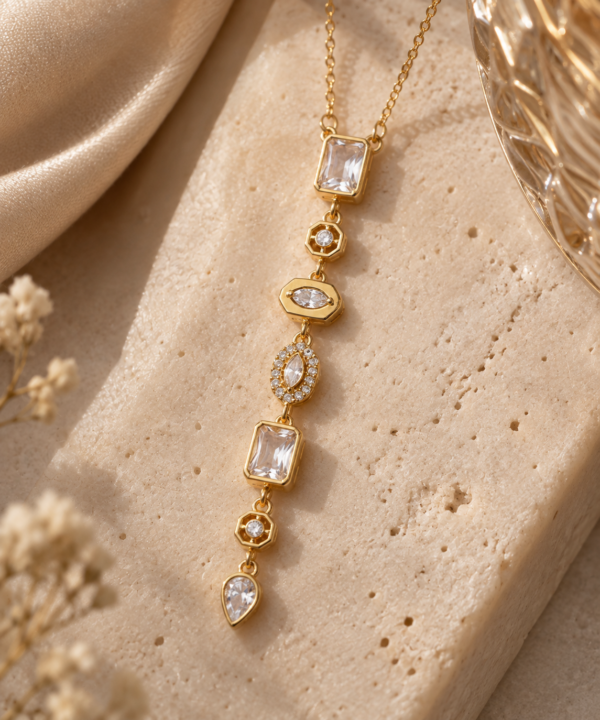 Long Solitaire Pendant Necklace - Image 2