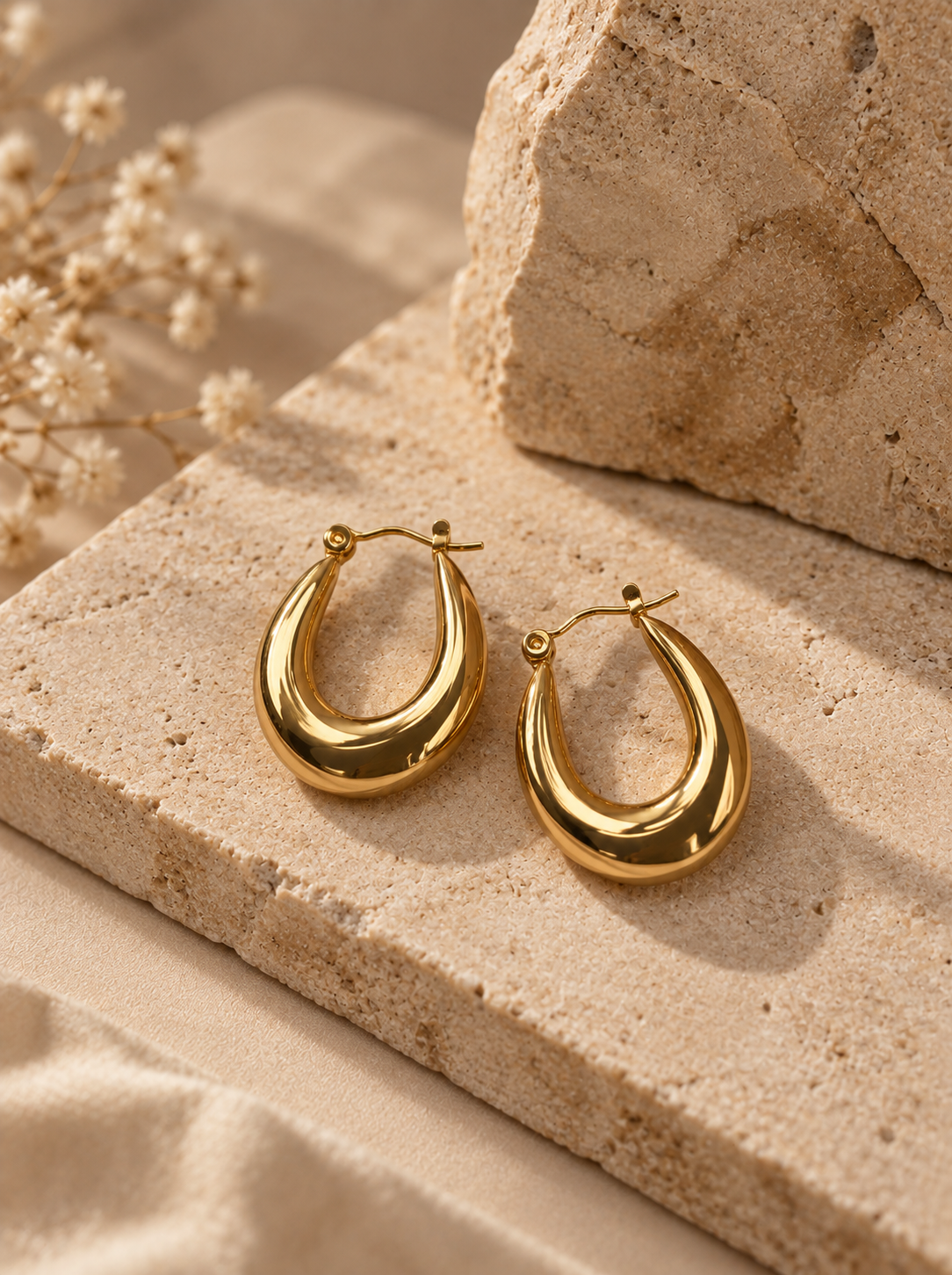 Classic Oval Hoop Earrings - Image 1