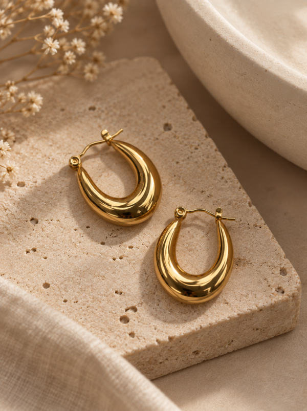 Classic Oval Hoop Earrings - Image 2