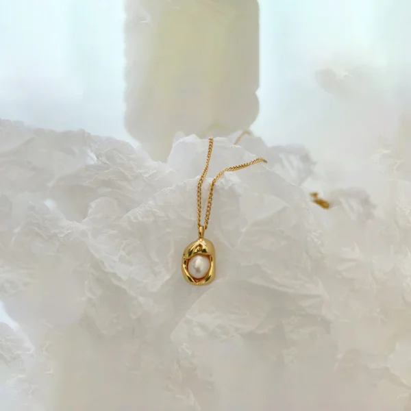 Pearl Studded Contemporary Necklace - Image 3