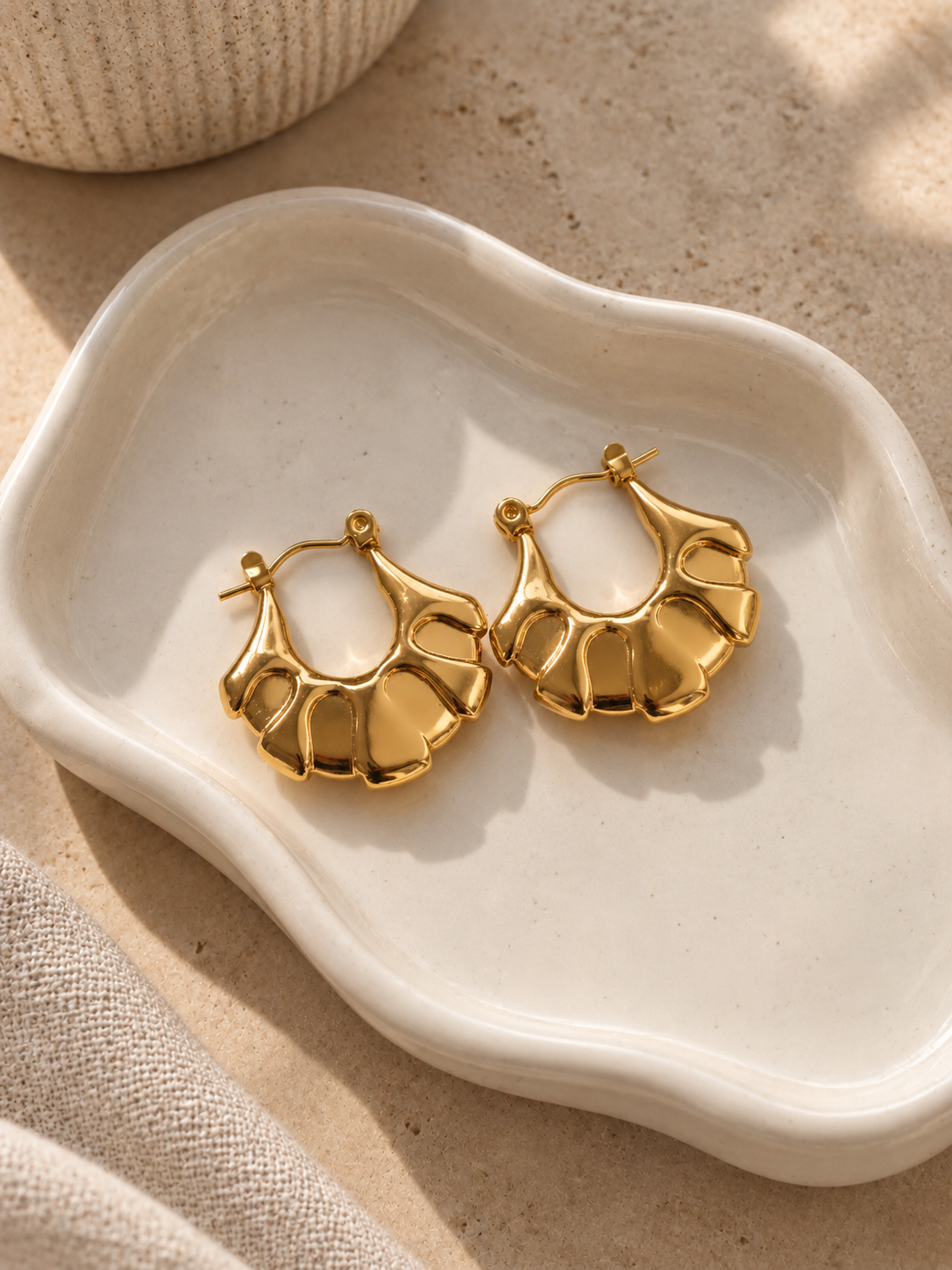 Shell Shaped Hoop Earrings - Image 2