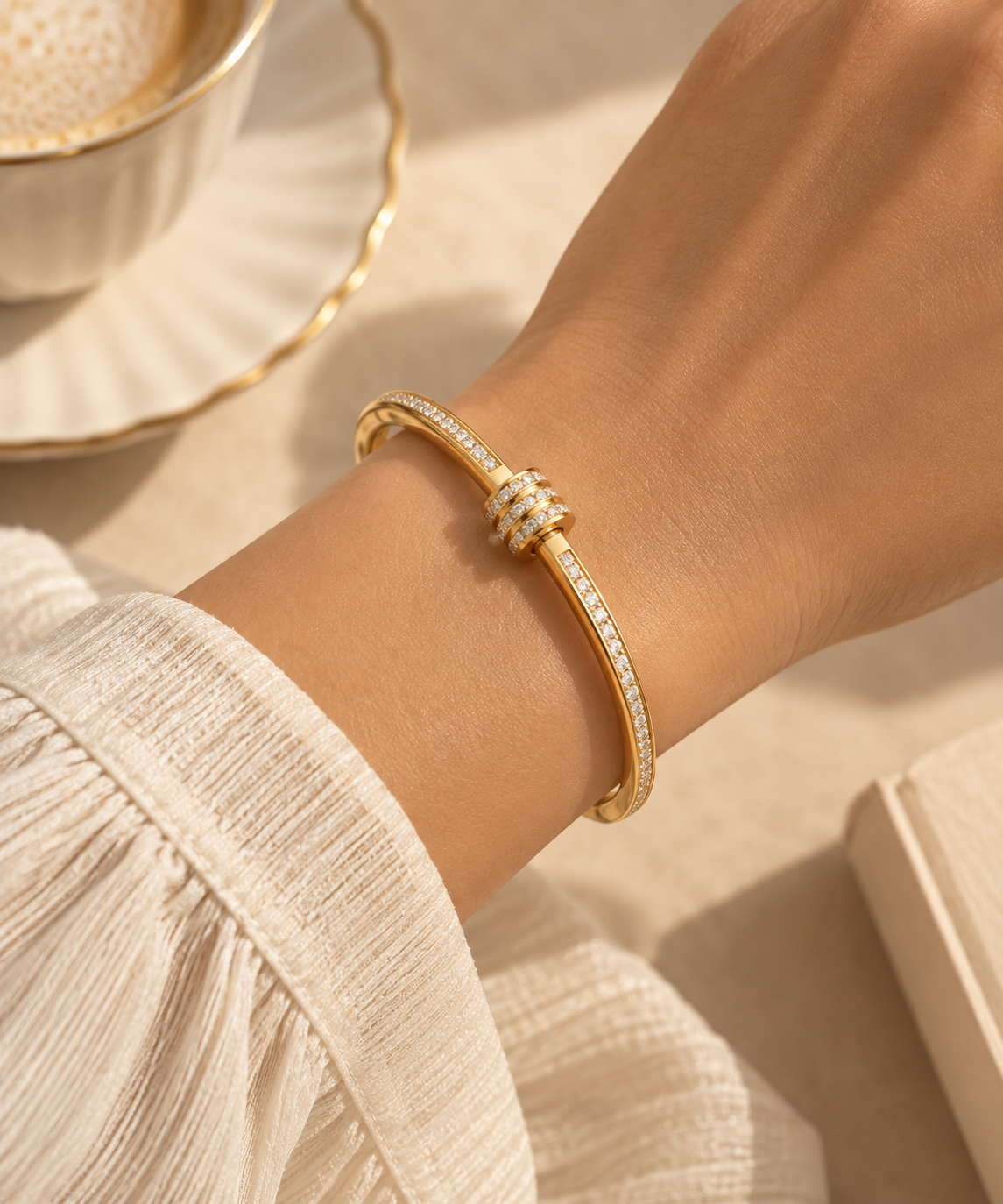 Diamond Studded Bangle Bracelet - Image 4