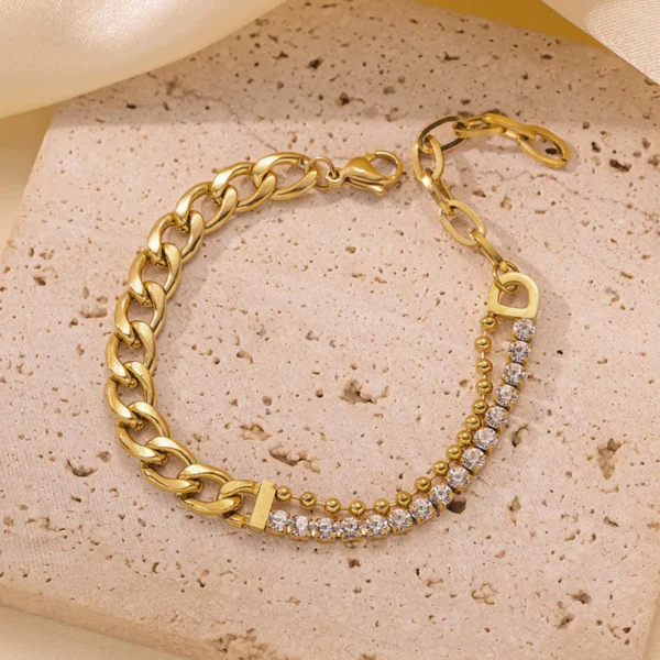Diamond Layered Link Chain Bracelet - Image 1