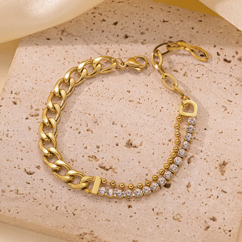 Diamond Layered Link Chain Bracelet
