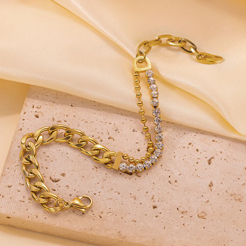 Diamond Layered Link Chain Bracelet