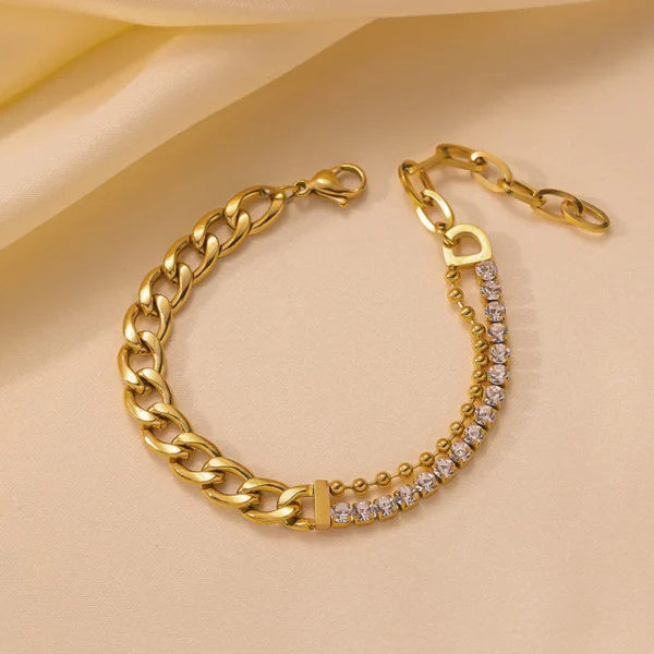 Diamond Layered Link Chain Bracelet - Image 3