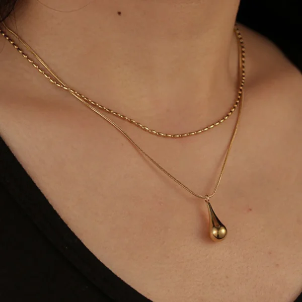 Tear Drop Layered Necklace - Image 1