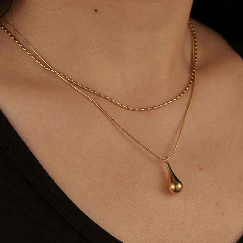Tear Drop Layered Necklace