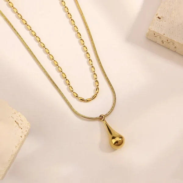 Tear Drop Layered Necklace - Image 2