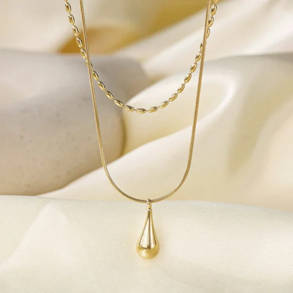 Tear Drop Layered Necklace - Image 3