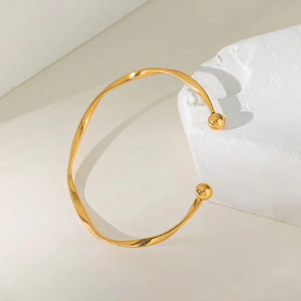 Golden Twisted Cuff Bracelet - Image 3