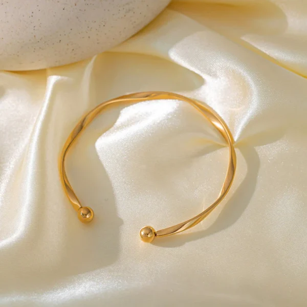 Golden Twisted Cuff Bracelet - Image 2